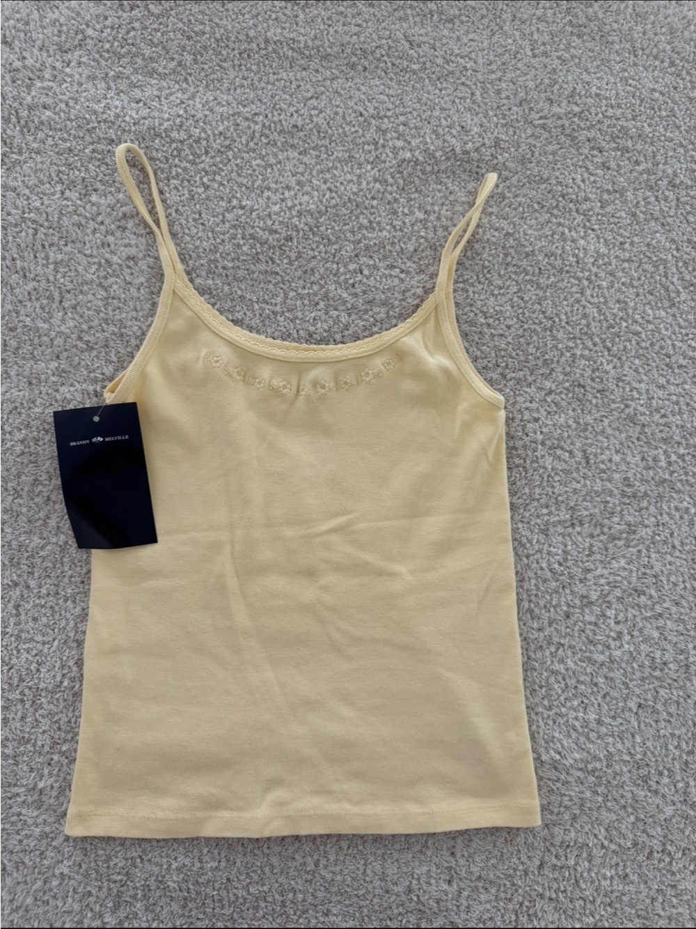 Brandy Melville John Galt Butter yellow floral Skylar tank top NWT